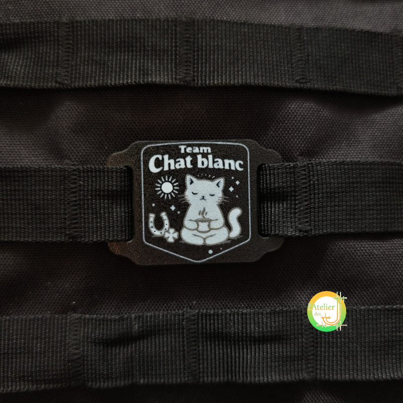 Plaque MOLLE Team Chat Blanc - Patch humour tactique